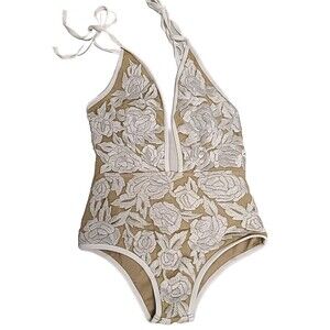 Free People BEACH RIOT Embroidered Flower One-Piece Swimsuit Women's Sz XS NWOT